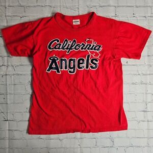 Vintage California Angels T Shirt Red Mens L 42-44 Eastport MLB Made in USA